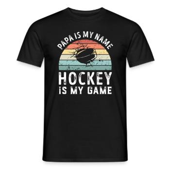 Papa est mon nom Le hockey est mon jeu Papa Fête des Pères - T-shirt homme - noir - Devant - AI Model Male 178 light (178cm)