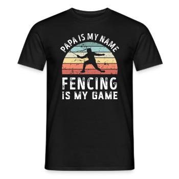 Papa ist mein Name Fechten ist mein Spiel Papa Väter - Männer T-Shirt - Schwarz - Vorne - AI Model Male 178 light (178cm)