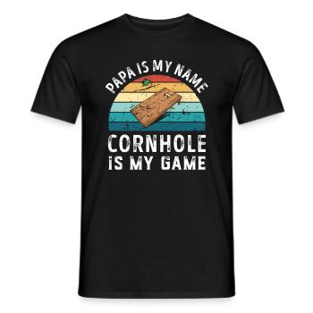 Papa est mon nom Cornhole est mon jeu Papa Pères - T-shirt homme - noir - Devant - AI Model Male 178 light (178cm)