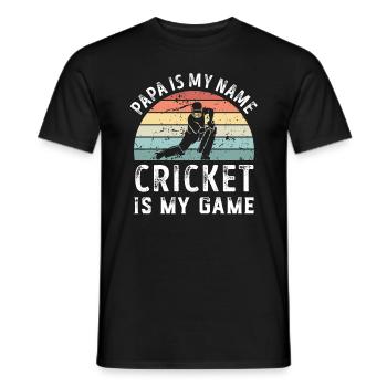 Papa est mon nom Cricket est mon jeu Papa Pères - T-shirt homme - noir - Devant - AI Model Male 178 light (178cm)