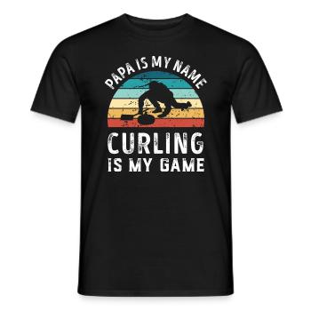 Papa est mon nom Curling est mon jeu Papa Pères - T-shirt homme - noir - Devant - AI Model Male 178 light (178cm)