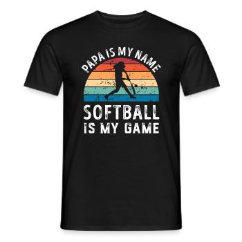 Papa ist mein Name Softball ist mein Spiel Papa Väter - Männer T-Shirt - Schwarz - Vorne - AI Model Male 178 light (178cm)