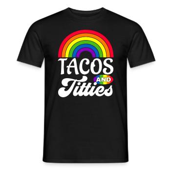 Tacos and Titties Funny LGBT Gay Pride Gifts - Men's T-Shirt - black - Front - AI Model Male 178 light (178cm)