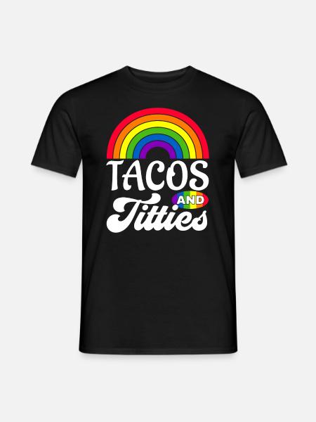 Tacos och tuttar roliga HBT gay pride-presenter - T-shirt herr - svart