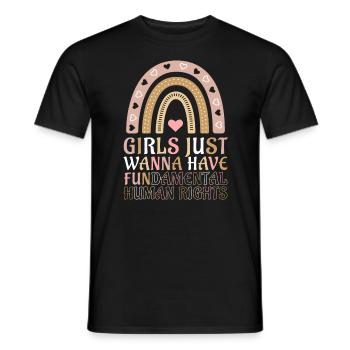 Mädchen wollen nur grundlegende Menschenrechte haben - Männer T-Shirt - Schwarz - Vorne - AI Model Male 178 light (178cm)