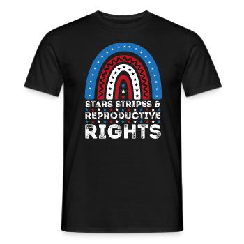 Stars Stripes Reproductive Rights Rainbow July 4th - Men's T-Shirt - black - Front - AI Model Male 178 light (178cm)