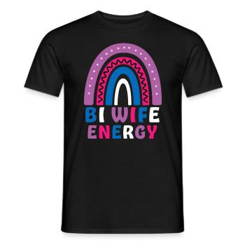 Bi Wife Energy Gay Pride Lesbian LGBT Rainbow - Men's T-Shirt - black - Front - AI Model Male 178 light (178cm)
