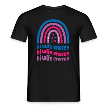 Bi Wife Energy Gay Pride Lesbian LGBT Cute - Men's T-Shirt - black - Front - AI Model Male 178 light (178cm)