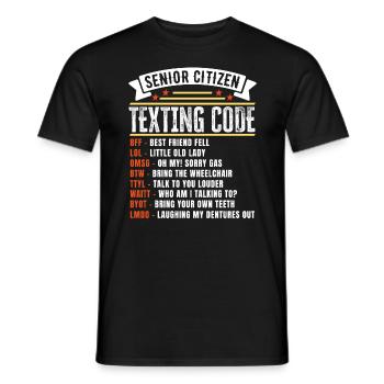 Lustiges Senioren-SMS-Code-Geschenk für - Männer T-Shirt - Schwarz - Vorne - AI Model Male 178 light (178cm)