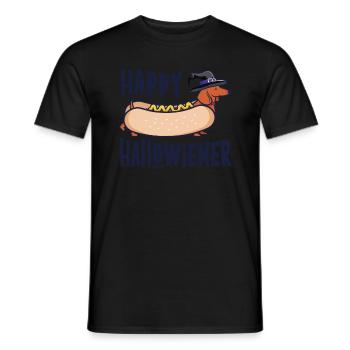 Happy Hallowiener Sausage Dog Witch Halloween - Men's T-Shirt - black - Front - AI Model Male 178 light (178cm)