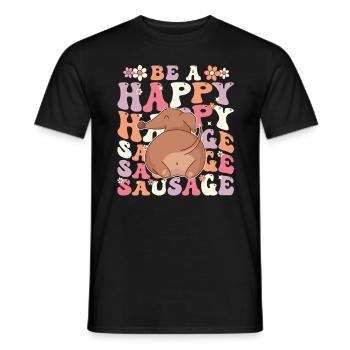 Be a Happy Sausage Dog Funny Cute Dachshund - Men's T-Shirt - black - Front - AI Model Male 178 light (178cm)