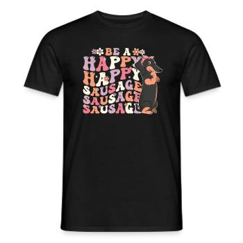 Be a Happy Sausage Dog Mom - Men's T-Shirt - black - Front - AI Model Male 178 light (178cm)