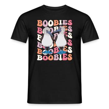 Boobies Cute Blue Footed Booby Bird Groovy 70s - Men's T-Shirt - black - Front - AI Model Male 178 light (178cm)