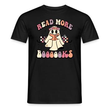 Weiterlesen Bücher Halloween Hippie Ghost 70er - Männer T-Shirt - Schwarz - Vorne - AI Model Male 178 light (178cm)