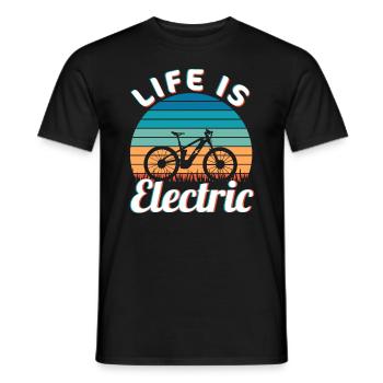 Life is Electric Vintage Ebike Sunset - T-shirt homme - noir - Devant - AI Model Male 178 light (178cm)