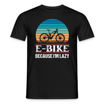 E Bike because I'm laz Funny Ebike Gift - Men's T-Shirt - black - Front - AI Model Male 178 light (178cm)