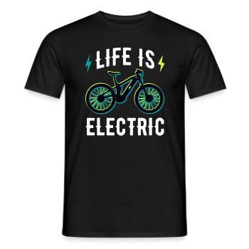Funny Life is Electric Bicycle E Bike - Men's T-Shirt - black - Front - AI Model Male 178 light (178cm)