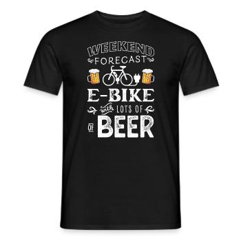 Funny Weekend Forecast EBike & Beer - Men's T-Shirt - black - Front - AI Model Male 178 light (178cm)