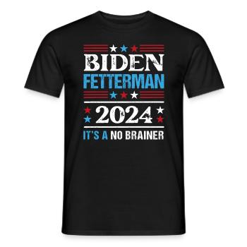 Biden Fetterman 2024 C’est une évidence - T-shirt homme - noir - Devant - AI Model Male 178 light (178cm)