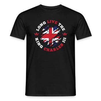 King Charles 3. Krönung der britischen Flagge - Männer T-Shirt - Schwarz - Vorne - AI Model Male 178 light (178cm)