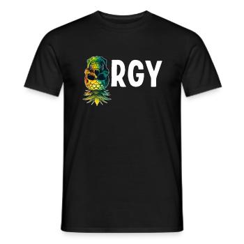 Orgy Upside Down Pineapple Skull Swinger Swinging - Men's T-Shirt - black - Front - AI Model Male 178 light (178cm)