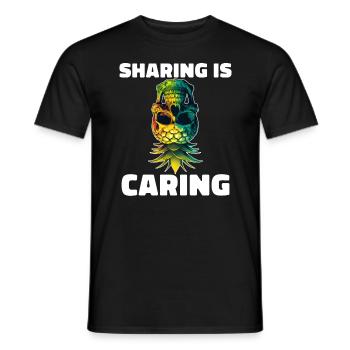 Sharing is Caring Swinging Swinger Upside Down - Men's T-Shirt - black - Front - AI Model Male 178 light (178cm)