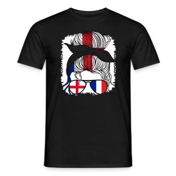 Moitié Anglais Moitié Française Fille France Angleterre - T-shirt homme - noir - Devant - AI Model Male 178 light (178cm)