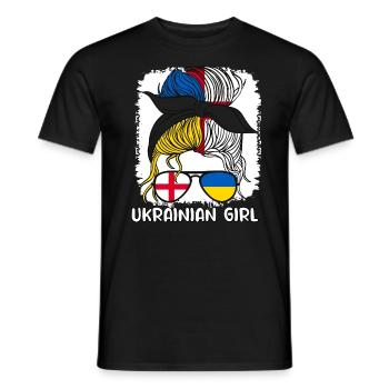 Moitié Anglais Moitié Ukrainien Fille Ukraine Angleterre - T-shirt homme - noir - Devant - AI Model Male 178 light (178cm)
