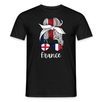 France Moitié Anglais Moitié Français Fille Angleterre Drapeau - T-shirt homme - noir - Devant - AI Model Male 178 light (178cm)