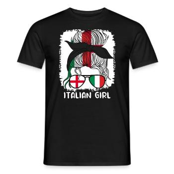 Italian Girl Italy England Flag Italia, Ragazza - Men's T-Shirt - black - Front - AI Model Male 178 light (178cm)