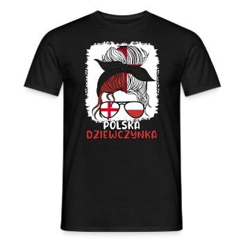 Polska dziewczyna Polonaise Fille Pologne Fille - T-shirt homme - noir - Devant - AI Model Male 178 light (178cm)