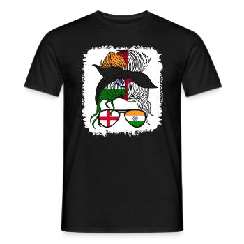 Moitié Anglais Moitié Indien Fille Inde Angleterre - T-shirt homme - noir - Devant - AI Model Male 178 light (178cm)