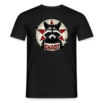 raccoon, chaotic, anarchy, star, revolution - Men's T-Shirt - black - Front - AI Model Male 178 light (178cm)