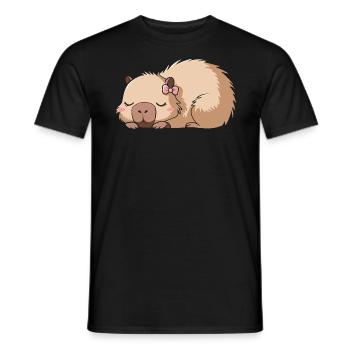 Cute Capybara Pink Bow Capybara - Men's T-Shirt - black - Front - AI Model Male 178 light (178cm)