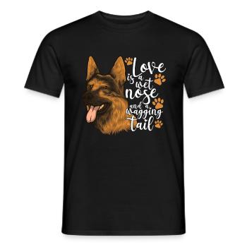 L’amour du berger allemand est le nez mouillé qui ondule - T-shirt homme - noir - Devant - AI Model Male 178 light (178cm)