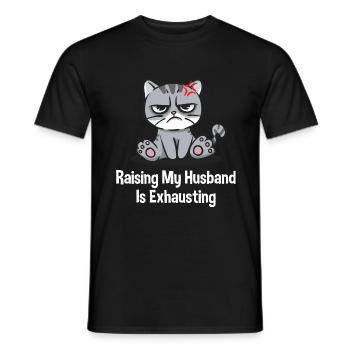 Aufzuziehen mein Mann anstrengte lustige Frau Humo - Männer T-Shirt - Schwarz - Vorne - AI Model Male 178 light (178cm)