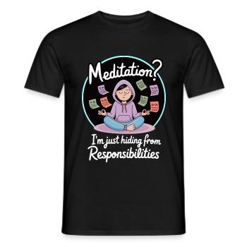 Funny Meditation Avoiding Responsibilities - Men's T-Shirt - black - Front - AI Model Male 178 light (178cm)