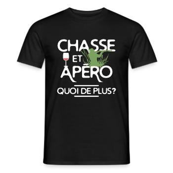 hunting and aperitif - Men's T-Shirt - black - Front - AI Model Male 178 light (178cm)