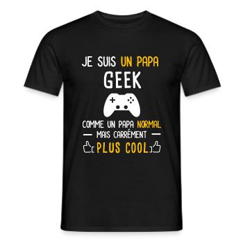 papa geek cadeau papa geek - T-shirt homme - noir - Devant - AI Model Male 178 light (178cm)