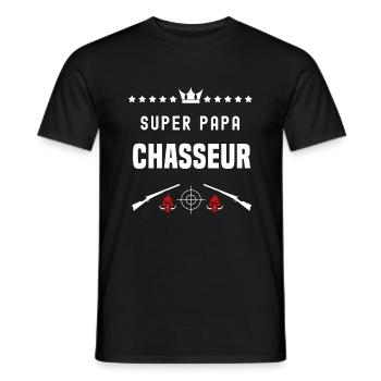 super papa chasseur sanglier fête des pères chasse - T-shirt homme - noir - Devant - AI Model Male 178 light (178cm)