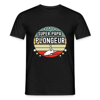 super papa plongeur apnée vintage père plongée - T-shirt homme - noir - Devant - AI Model Male 178 light (178cm)