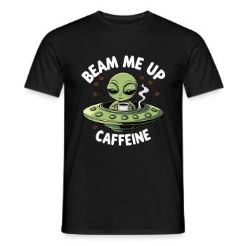Beam Me Up: Alien with Coffee - Men's T-Shirt - black - Front - AI Model Male 178 light (178cm)