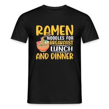 Nouilles ramen pour le petit-déjeuner, le déjeuner et - T-shirt homme - noir - Devant - AI Model Male 178 light (178cm)