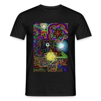 Psychedelic universe - Men's T-Shirt - black - Front - AI Model Male 178 light (178cm)