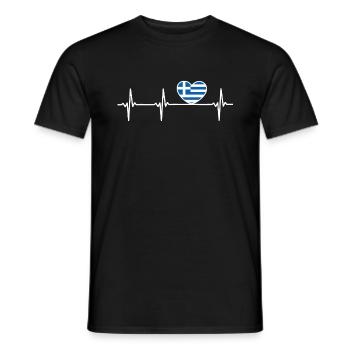 Greece Flag Flag Greece Heartbeat - Men's T-Shirt - black - Front - AI Model Male 178 light (178cm)