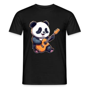 Panda guitarist - Men's T-Shirt - black - Front - AI Model Male 178 light (178cm)