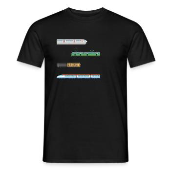 Züge Eisenbahn Lokomotiven Kinder Modeleisenbahn - Männer T-Shirt - Schwarz - Vorne - AI Model Male 178 light (178cm)