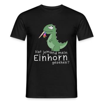 Dino T-Rex frisst Einhorn lustiges Geschenk - Männer T-Shirt - Schwarz - Vorne - AI Model Male 178 light (178cm)