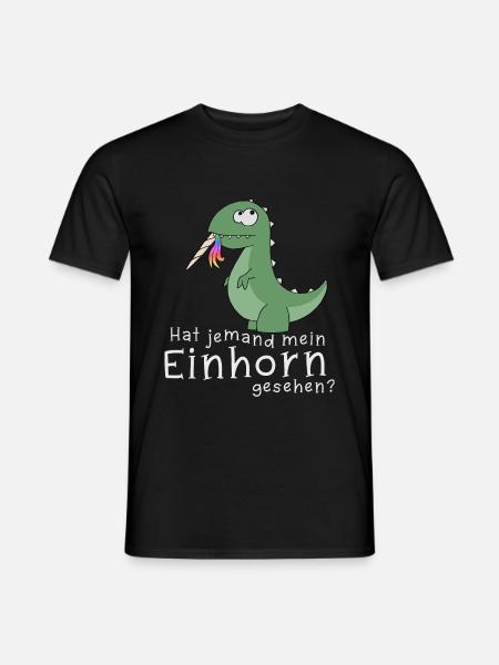 Dino T-Rex frisst Einhorn lustiges Geschenk - Männer T-Shirt - Schwarz