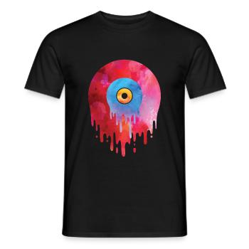 Schmelzende Vinylplatte T-Shirt Oldschool Musik Gr - Männer T-Shirt - Schwarz - Vorne - AI Model Male 178 light (178cm)